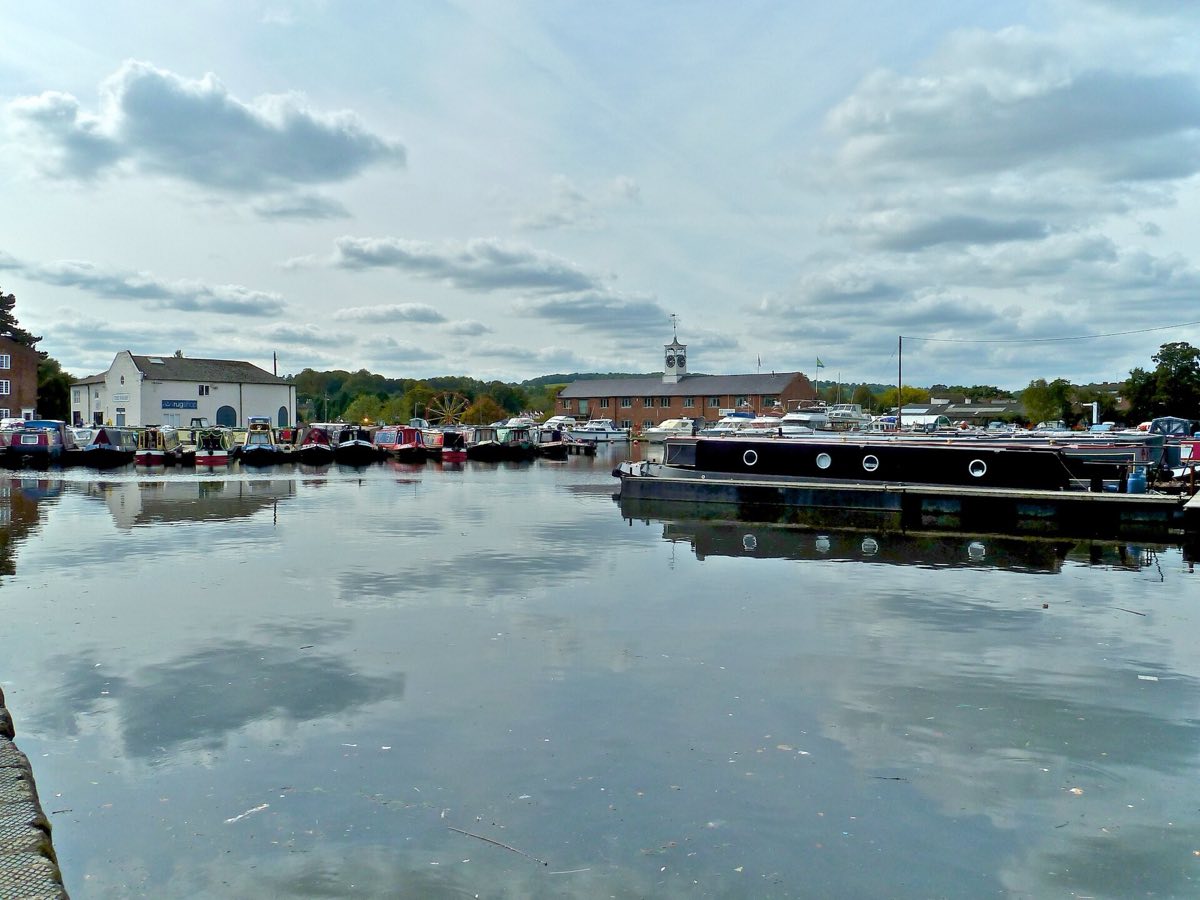 Narrowboats moored in the canal basin at Stourport-on-Severn