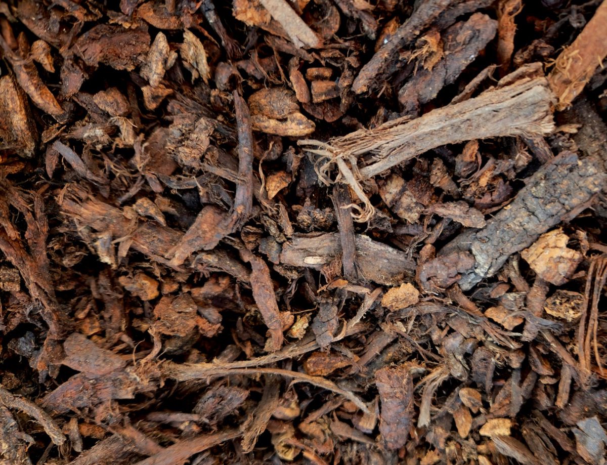 Close-up of a pile of woodchip mulch